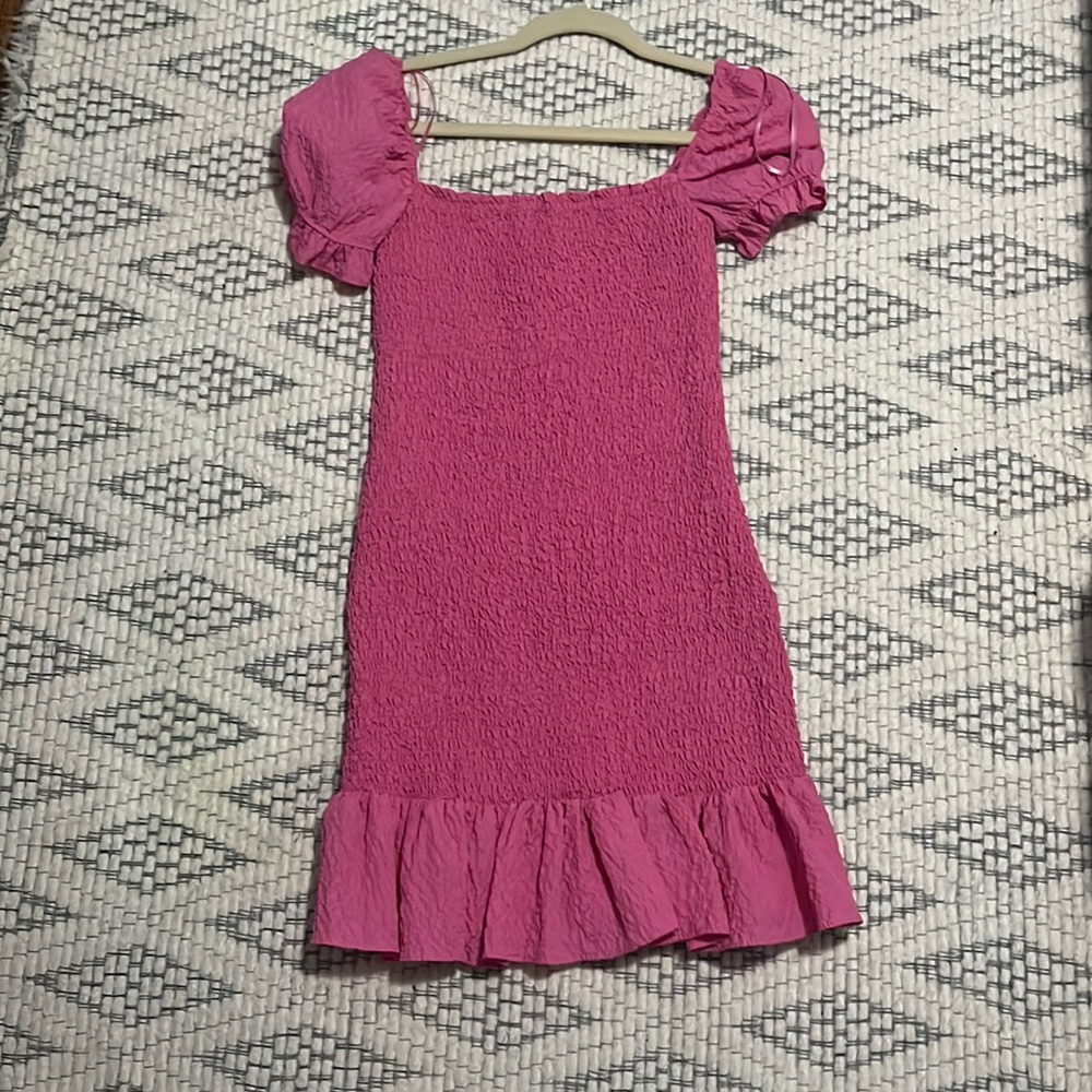 Zara pink puffy sleeve mini dress